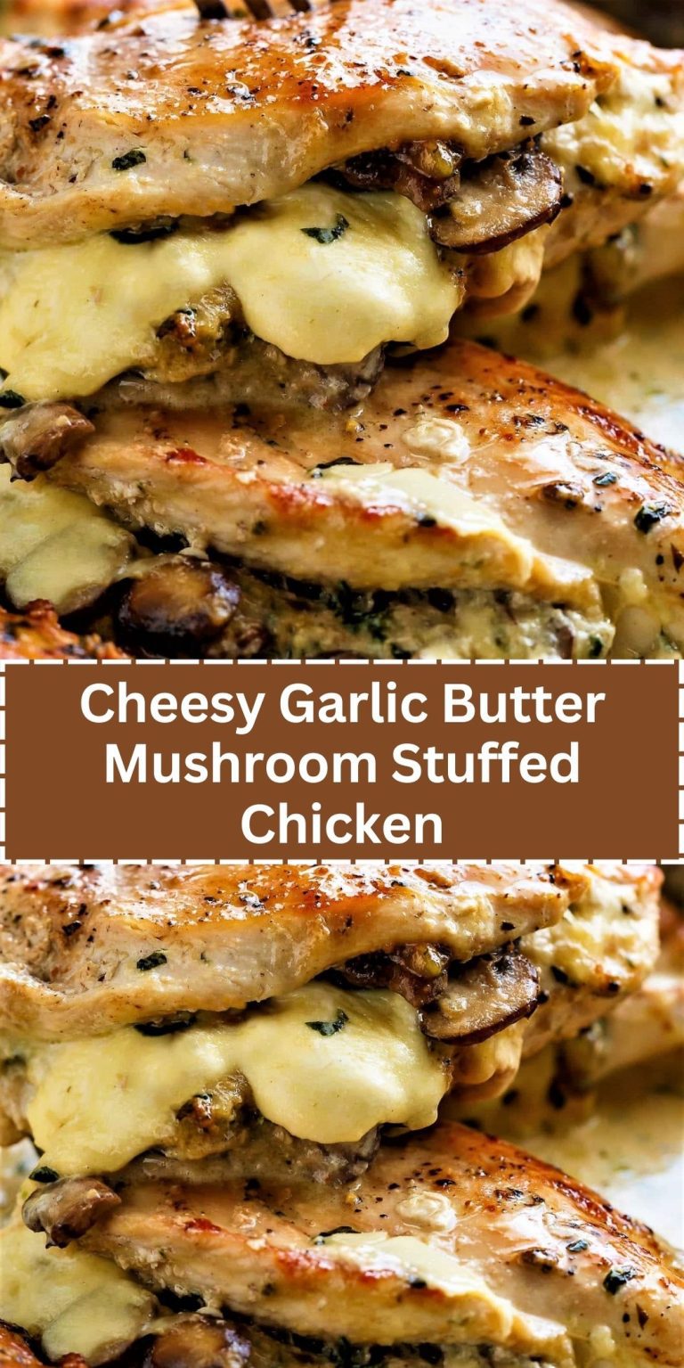 Cheesy Garlic Butter Mushroom Stuffed Chicken!