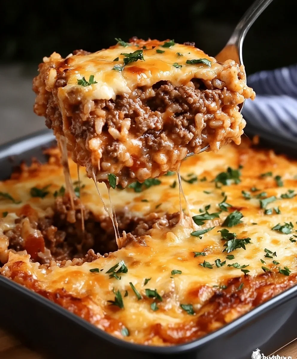 Best Cheesy Hamburger Rice Casserole