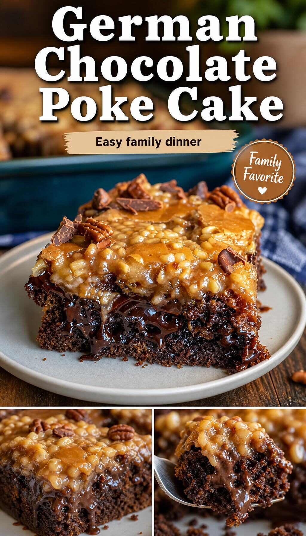 German Chocolate Poke Cake