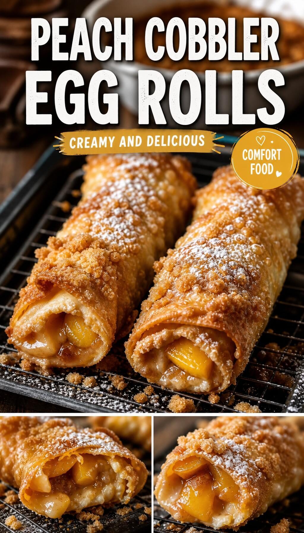 Peach Cobbler Egg Rolls